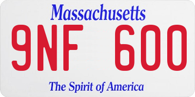 MA license plate 9NF600