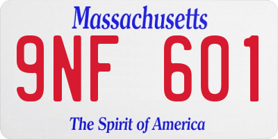 MA license plate 9NF601