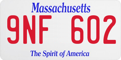 MA license plate 9NF602
