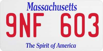 MA license plate 9NF603