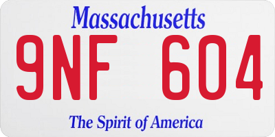MA license plate 9NF604