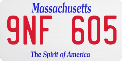 MA license plate 9NF605
