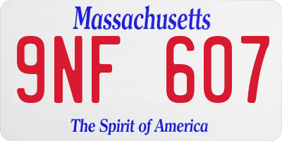 MA license plate 9NF607
