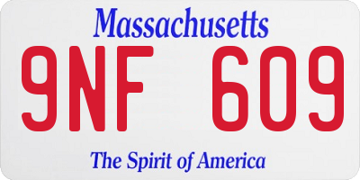 MA license plate 9NF609