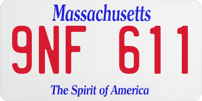 MA license plate 9NF611