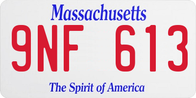 MA license plate 9NF613