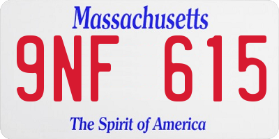 MA license plate 9NF615
