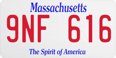 MA license plate 9NF616