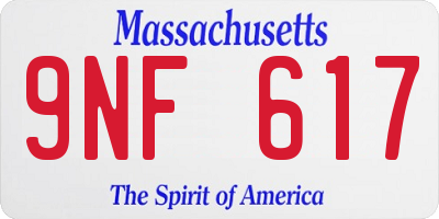 MA license plate 9NF617