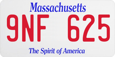 MA license plate 9NF625