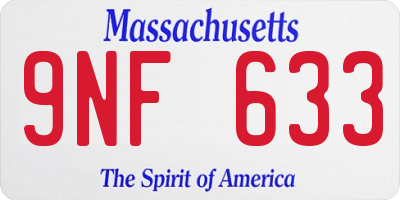 MA license plate 9NF633