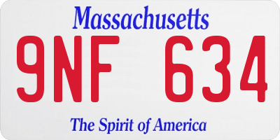 MA license plate 9NF634