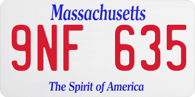 MA license plate 9NF635