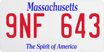 MA license plate 9NF643