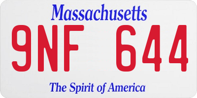 MA license plate 9NF644