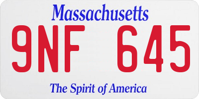 MA license plate 9NF645