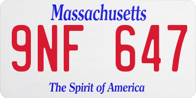 MA license plate 9NF647