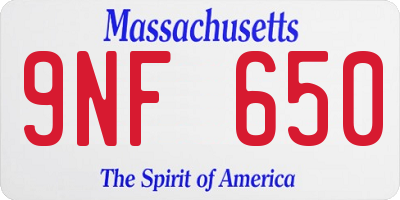 MA license plate 9NF650