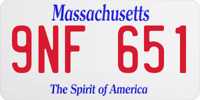 MA license plate 9NF651