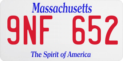 MA license plate 9NF652