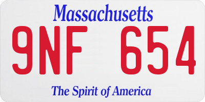 MA license plate 9NF654