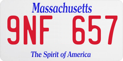 MA license plate 9NF657