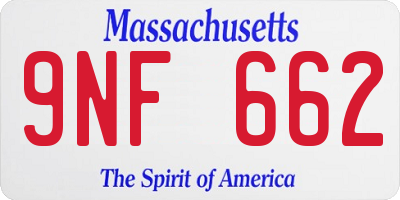 MA license plate 9NF662