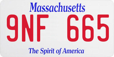 MA license plate 9NF665