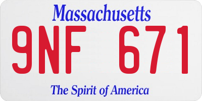 MA license plate 9NF671