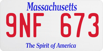 MA license plate 9NF673