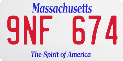 MA license plate 9NF674