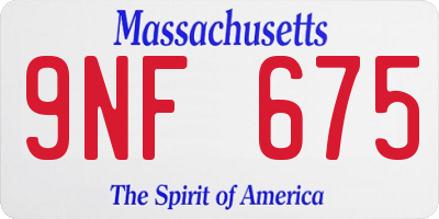 MA license plate 9NF675