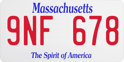 MA license plate 9NF678