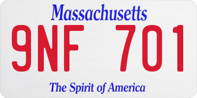 MA license plate 9NF701