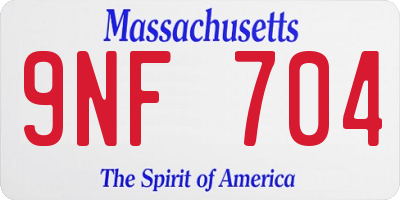 MA license plate 9NF704