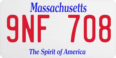 MA license plate 9NF708