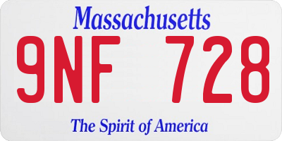 MA license plate 9NF728