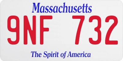 MA license plate 9NF732