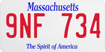 MA license plate 9NF734