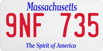 MA license plate 9NF735