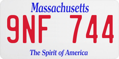 MA license plate 9NF744
