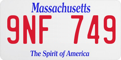 MA license plate 9NF749