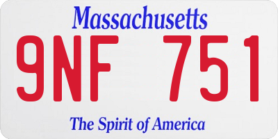 MA license plate 9NF751