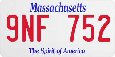 MA license plate 9NF752