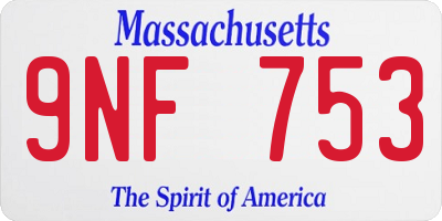 MA license plate 9NF753