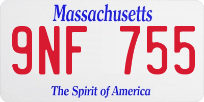 MA license plate 9NF755