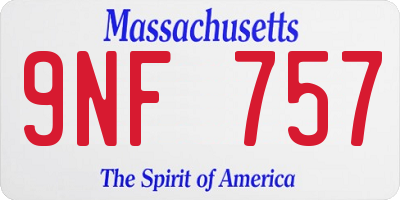 MA license plate 9NF757