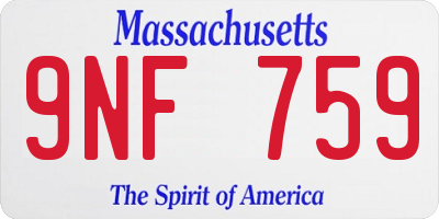 MA license plate 9NF759