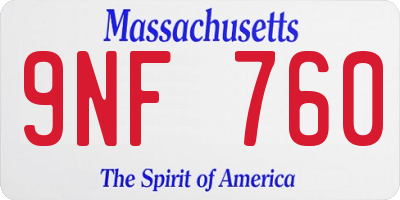 MA license plate 9NF760