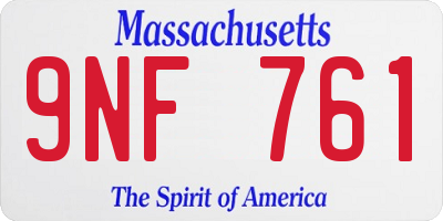 MA license plate 9NF761